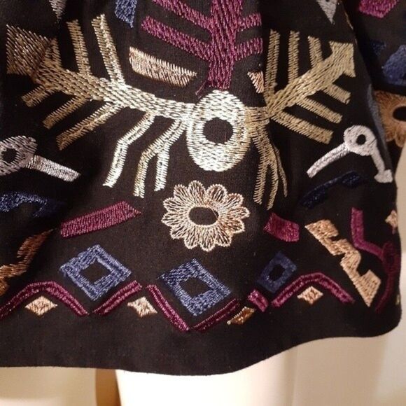 Venus top. Black aztec mexican black print off shoulder top shirt s small blouse - Picture 8 of 9